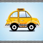 Illustrated Taxi on Blue Background